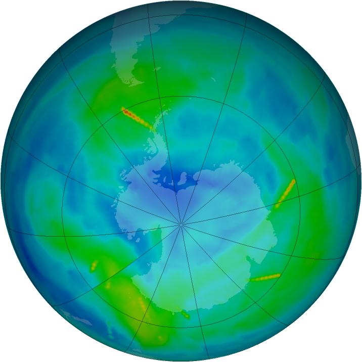 Antarctic ozone map for 30 March 2011